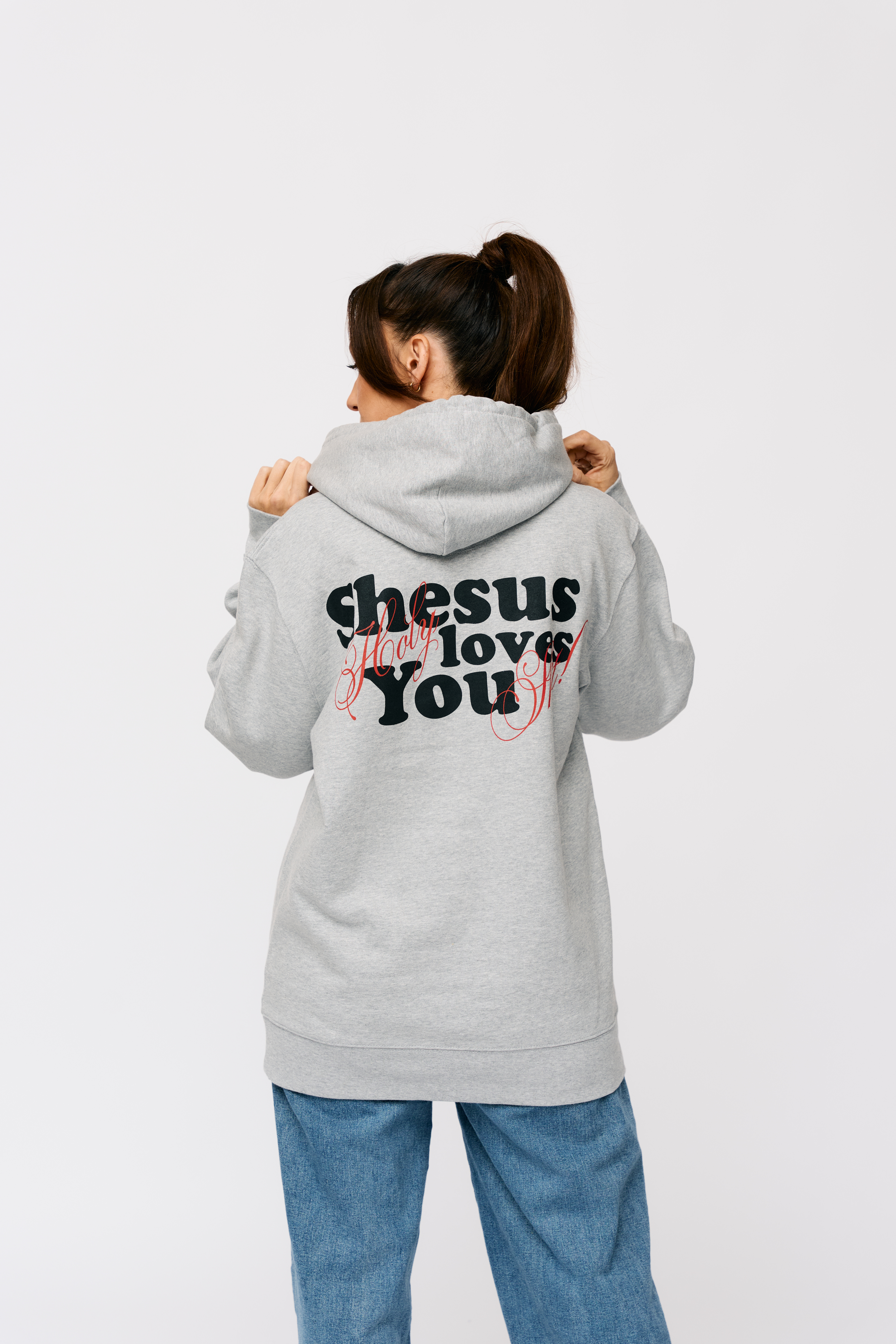 Thumbnail 2 von Hoodie "Holy Shit" heather grey